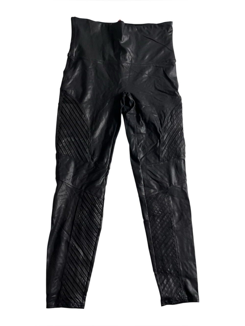 SPANX Black Faux-Leather Moto Leggings